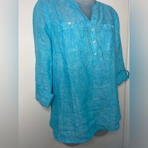 Talbots Linen Blouse Size Petite Medium NWT!